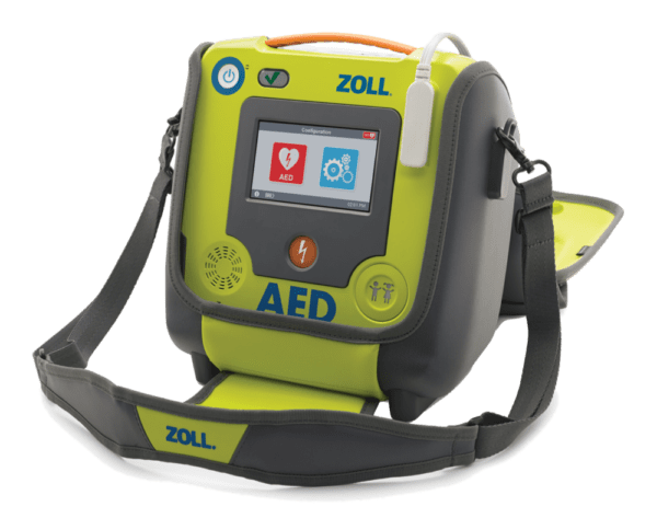 ZOLL AED 3 in einer aufgeklappten Tasche