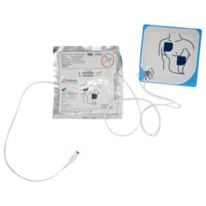 Abbildung der Powerheart G3 Elektroden für Erwachsene - Verpackung und Inhalt