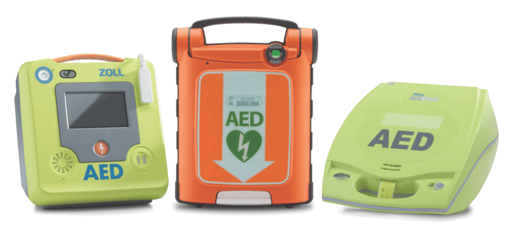 Gruppe v.l.n.r. ZOLL AED 3, PowerHeart G5, ZOLL AED Plus